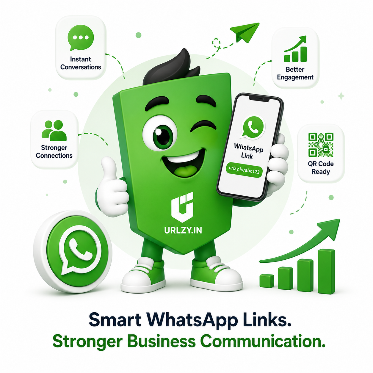 WhatsApp link mascot branding illustration